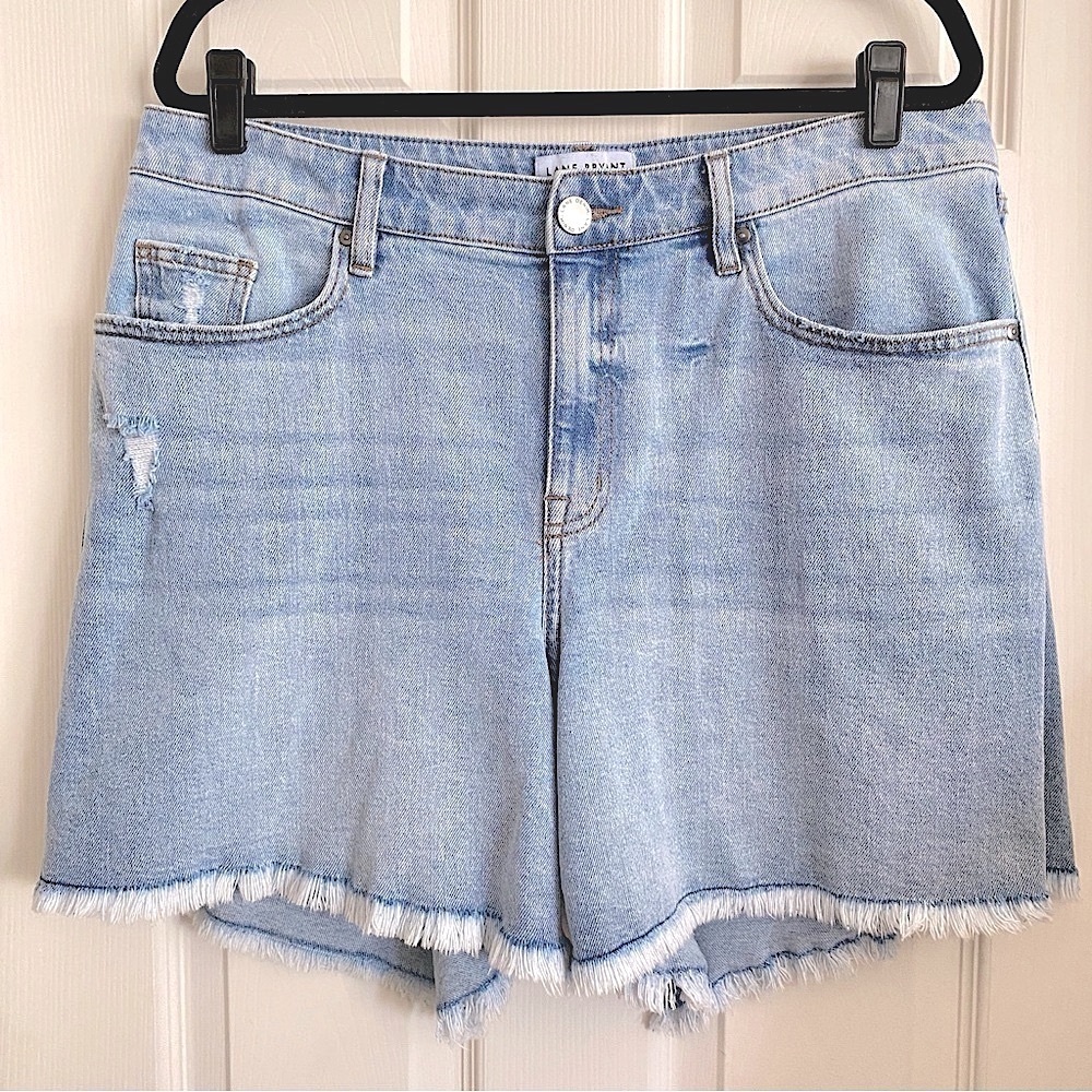 Lane Bryant Denim Shorts 14 Frayed Mid-Rise Relaxed Light Wash